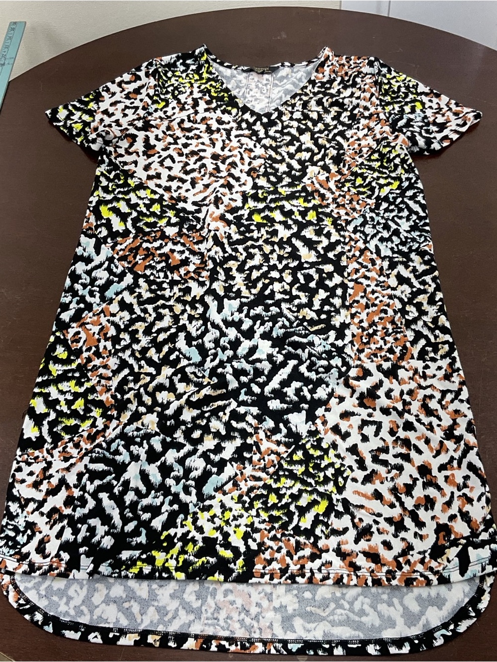 Christian Siriano Black, White, Brown & Yellow Animal Print Dress